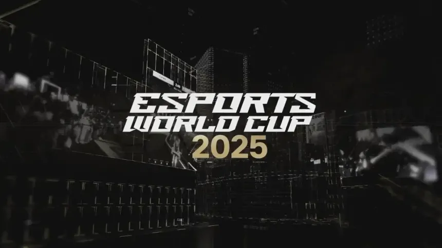 Esports tournament arena with lights and crowd